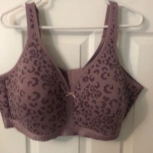 Cacique lightly lined no wire bra light purple animal print.